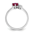 Sterling Silver Rhodium-plated Created Ruby and Diamond Ring