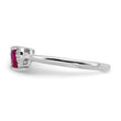 Sterling Silver Rhodium-plated Created Ruby and Diamond Ring