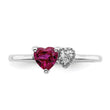 Sterling Silver Rhodium-plated Created Ruby and Diamond Ring