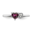 Sterling Silver Rhodium-plated Rhodolite Garnet and Diamond Ring