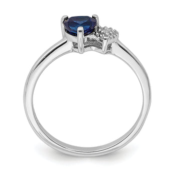 Sterling Silver Rhodium-plated Created Sapphire and Diamond Ring