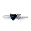 Sterling Silver Rhodium-plated Created Sapphire and Diamond Ring