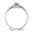Sterling Silver Rhod-plated Diamond Light Swiss Blue Topaz Ring