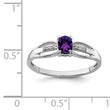 Sterling Silver Rhod-plated Diamond Amethyst Ring