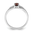 Sterling Silver Rhod-plated Diamond Garnet Ring