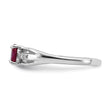 Sterling Silver Rhod-plated Diamond Created Ruby Ring