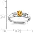 Sterling Silver Rhod-plated Diamond Citrine Ring