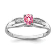 Sterling Silver Rhod-plated Diamond Pink Tourmaline Ring