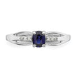 Sterling Silver Rhod-plated Diamond Created Sapphire Ring