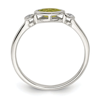 Sterling Silver Rhodium-plated Polished Peridot and White Topaz Ring