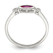 Sterling Silver Rhod-pltd Polished Created Ruby and White Topaz Ring - Birthstone Company