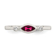 Sterling Silver Rhod-pltd Polished Created Ruby and White Topaz Ring - Birthstone Company