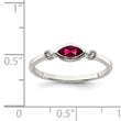 Sterling Silver Rhod-pltd Polished Created Ruby and White Topaz Ring - Birthstone Company