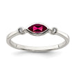 Sterling Silver Rhod-pltd Polished Created Ruby and White Topaz Ring - Birthstone Company