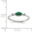 Sterling Silver Rhod-platd Polished Created Emerald/White Topaz Ring - Birthstone Company