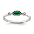 Sterling Silver Rhod-platd Polished Created Emerald/White Topaz Ring - Birthstone Company