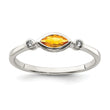 Sterling Silver Rhodium-plated Polished Citrine and White Topaz Ring
