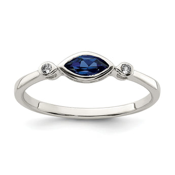 Sterling Silver Rhod-pltd Polished Created Sapphire/White Topaz Ring - Birthstone Company