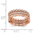 Sterling Silver Rose-tone CZ Set of 3 Eternity Rings - Birthstone Company