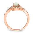 Sterling Silver Rose-tone Created Opal and CZ Halo Ring - Birthstone Company