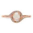 Sterling Silver Rose-tone Created Opal and CZ Halo Ring - Birthstone Company