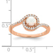 Sterling Silver Rose-tone Created Opal and CZ Halo Ring - Birthstone Company