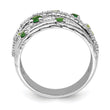 Sterling Silver Rhod-plat Chrome Diopside and Peridot Ring