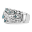 Sterling Silver Rhodium-plated London Blue Topaz and Diamond Ring - Birthstone Company
