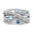 Sterling Silver Rhodium-plated London Blue Topaz and Diamond Ring - Birthstone Company