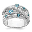 Sterling Silver Rhodium-plated London Blue Topaz and Diamond Ring - Birthstone Company