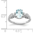 Sterling Silver Rhod-plated Polished Blue Topaz and White CZ Ring