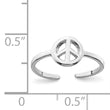 Sterling Silver Rhodium-plated Peace Sign Toe Ring