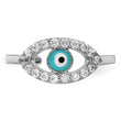 Sterling Silver Rhodium-plated Enameled & CZ Eye Toe Ring