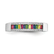 Prizma Sterling Silver Rhodium-plated Colorful Baguette and White CZ Ring
