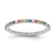 Prizma Sterling Silver Rhodium-plated Colorful CZ Thin Band Ring - Birthstone Company