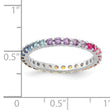 Prizma Sterling Silver Rhodium-plated Colorful CZ Eternity Band Ring