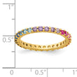 Prizma Sterling Silver Gold-tone 14K Flash Gold-plated Colorful CZ Eternity Band Ring - Birthstone Company