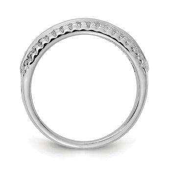 Prizma Sterling Silver Rhodium-plated Channel-Set Colorful and White CZ Ring