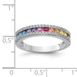 Prizma Sterling Silver Rhodium-plated Princess White and Colorful Channel-Set CZ Ring - Birthstone Company