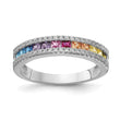 Prizma Sterling Silver Rhodium-plated Princess White and Colorful Channel-Set CZ Ring - Birthstone Company