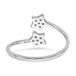 Sterling Silver Rhodium-Plated CZ Stars Bypass Adjustable Ring