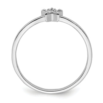 Sterling Silver Rhodium Plated CZ Star Ring