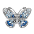 Sterling Silver Rhodium-plated Polished Blue & White CZ Butterfly Ring
