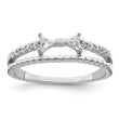 Sterling Silver Rhodium-plated Polished Double CZ Bow Ring