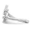 Sterling Silver Rhodium-plated CZ Double Cross Adjustable Ring
