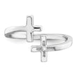 Sterling Silver Rhodium-plated CZ Double Cross Adjustable Ring