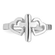 Sterling Silver Rhodium plated Hearts & Cross Ring
