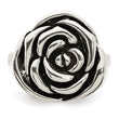 Sterling Silver Polished Antiqued Rose Ring