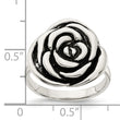 Sterling Silver Polished Antiqued Rose Ring