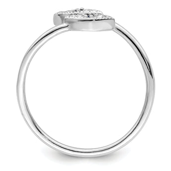 Sterling Silver Rhodium-plated Polished Blue & White CZ Eye Adjustable Ring